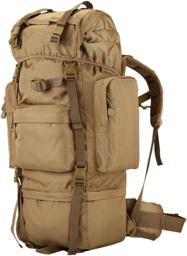 Backpack 100L Outdoor Mountaineering Bag, Men and Women Travel Bag, Large Capacity Tactical Mountain Travel Rucksack (Color : Brown, Size : 100L)