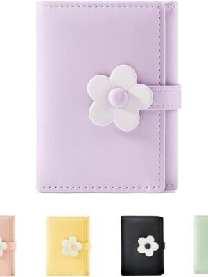 Small Wallet for Girls Women Tri-folded Wallet Cash Pocket flowers Print Card Holder Coin Purse with ID Window elegant youthful and cute