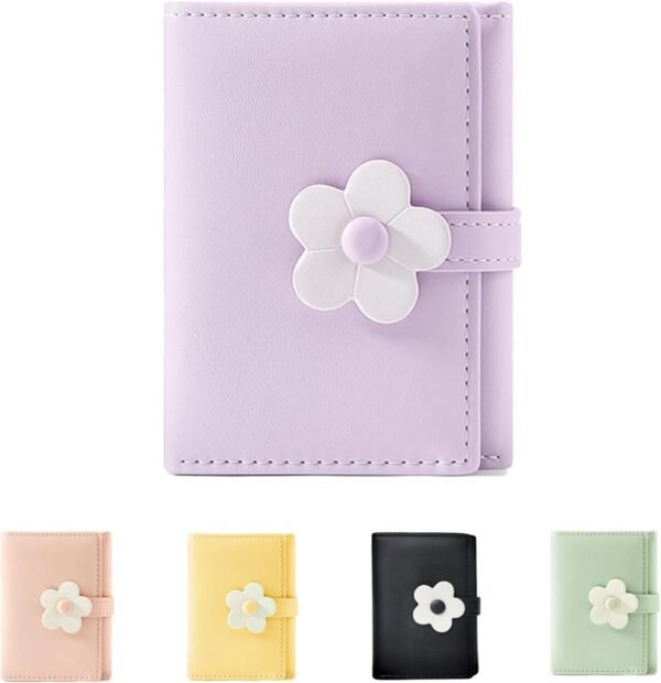 Small Wallet for Girls Women Tri-folded Wallet Cash Pocket flowers Print Card Holder Coin Purse with ID Window elegant youthful and cute
