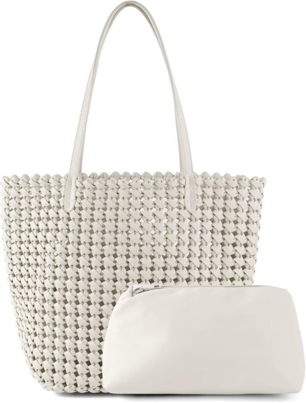 Woven Bag for Women Leather Tote Bag Large Summer Beach Travel Handbag and Clutch Retro Handmade Shoulder Bag