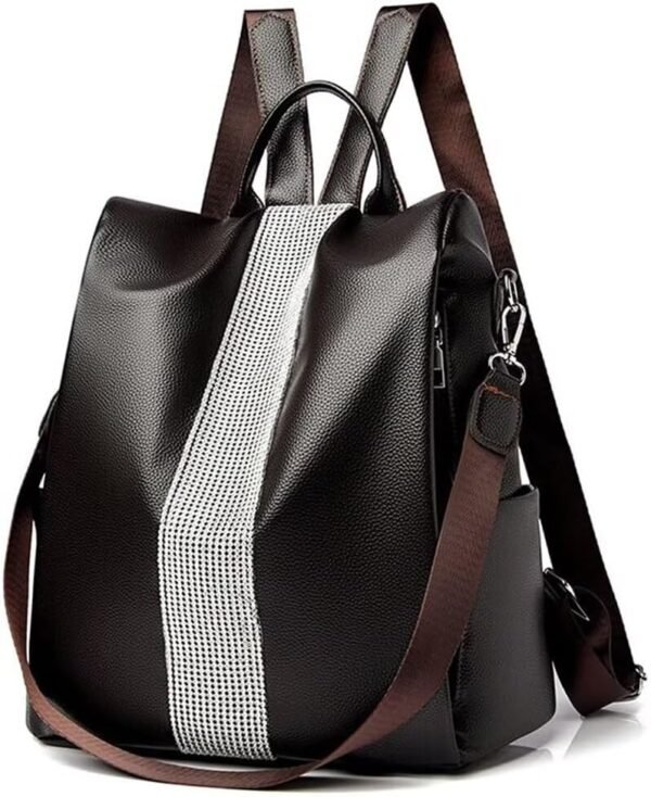 Anti-theft Leather Backpack Purse for Women Waterproof PU Fashion Durable Trendy Security Daypack Rucksack Crossbody Shoulder Bag Handbag Purse for Travel Knapsack Bag Hiking,Brown