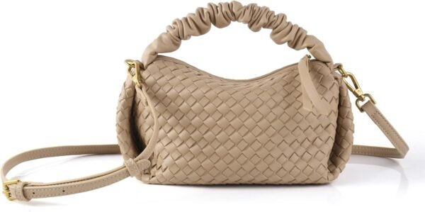 Woven Handbag for Women, Woven Crossbody Bags for Women, Ladies Bag Bucket Purse Faux Leather