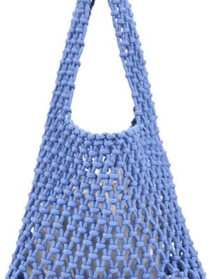 Women Clutch Handbag Tote Cotton Crochet Bucket Top-handle Drawstring Summer Beach Woven Fishing Net Pouch Purse