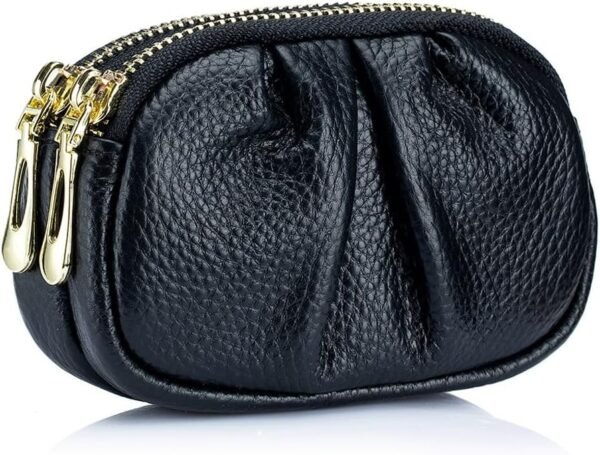 Small money bag zero wallet leather pleated zipper coin bag
