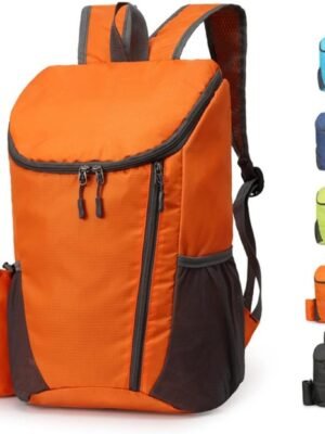 Portable Foldable Backpack Folding Mountaineering Bag, Ultralight Outdoor Cycling Rucksack, Travel Hiking Knapsack (Orange)