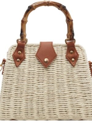Cross Body Handbags for Women Straw Woven Beach Bag 2024 Summer Handmade Purses Wicker Rattan Bag Holiday
