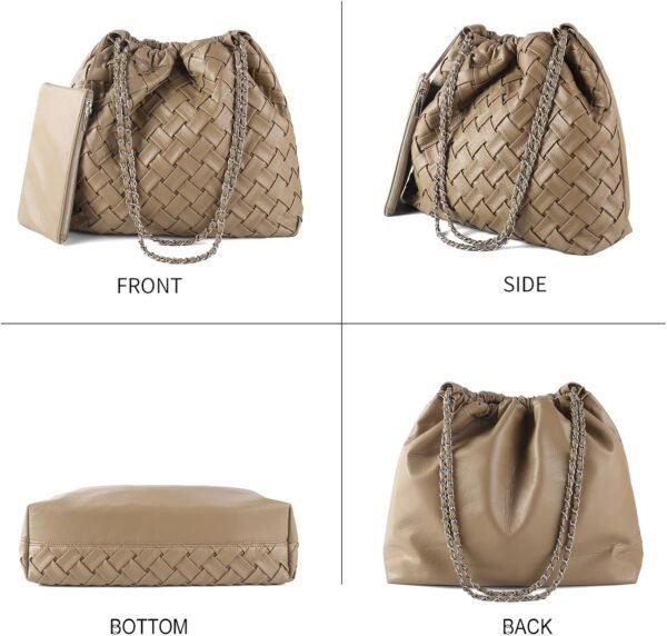 Hand Woven Bag Tote Bag For Women Leather handle handbag Travel Shoulder Bag Bag Beach Bag With Purse