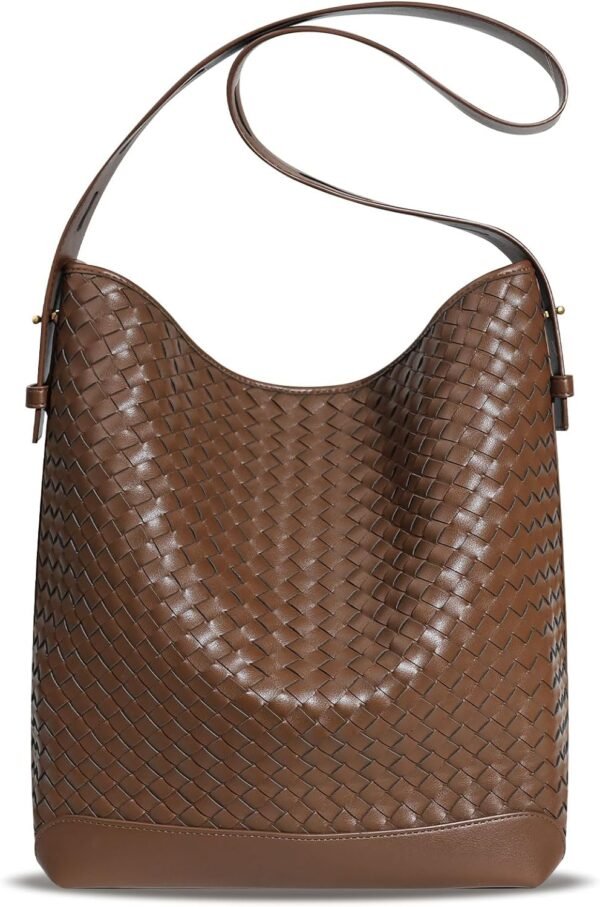 Woven Tote Bag for Women Large Leather Bucket Bags Shoulder Handbag Beach and Purse