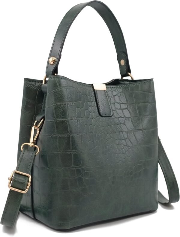 Small Square Crocodile Pattern Purses with Crossbody Strap Bucket Bags for Women with Top Handle