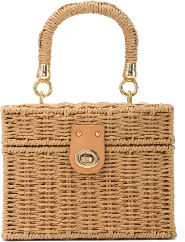 Rattan Purse for Women Summer Straw Tote Handbag Woven  Crossbody Bag Trendy Beach Top Handle Bag