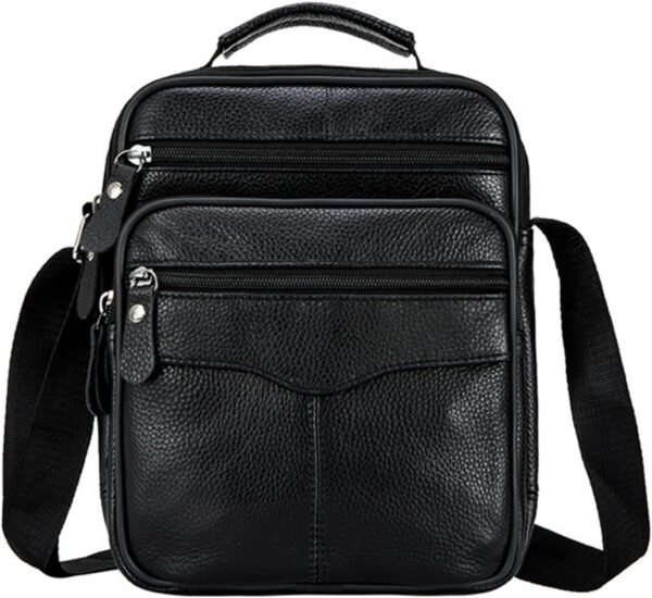 Small Leather Crossbody Messenger Shoulder Bag for Men Women Work Business Adjustable Strap