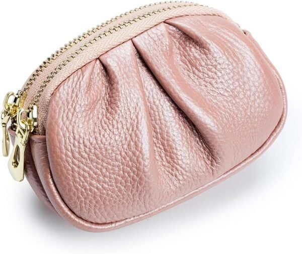 Small money bag zero wallet leather pleated zipper coin bag