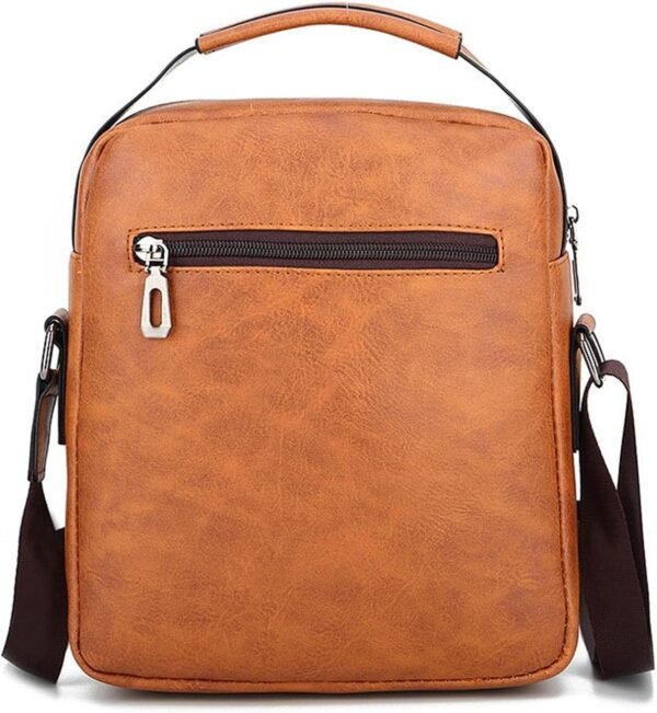 Small Crossbody Bag, Mens Shoulder Bag, Vintage PU leather Office Business Bag for Men, Handbag Purse Zipper
