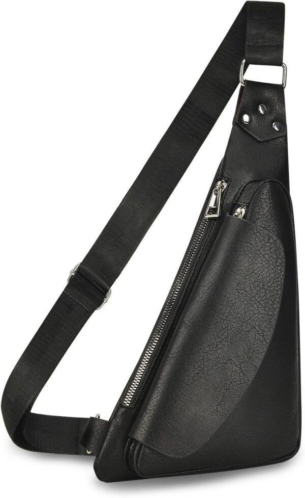 Crossbody Bag Leather Sling Bag For Men Anti-Theft Lightweight Casual Shoulder Bags Chest Pack For Outdoor Business Work Travel Hiking Camping