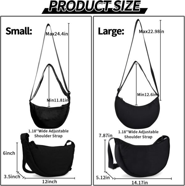 Small Nylon Crescent Crossbody Purses Bag for Women Men Trendy,Travel Sling Bag