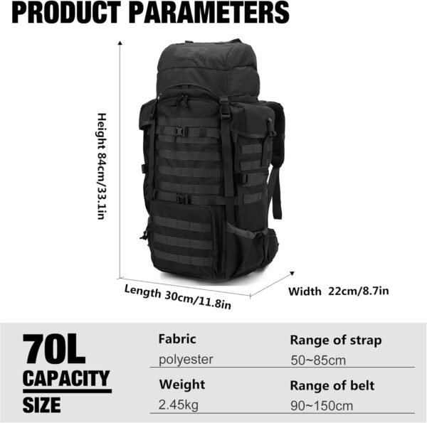 70L Internal Frame Backpack for Hunting,Camping,Hiking Backpacking Backpack with Rain Cover