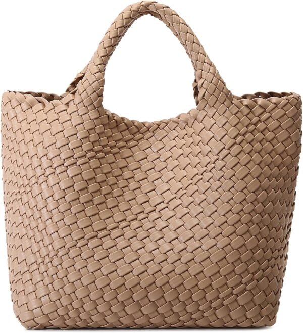 Woven Bag for Women, Leather Tote Bag Large Summer Beach Travel Handbag and Purse Retro Handmade Shoulder Bag