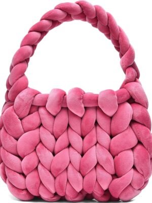Handwoven Tote Bags for Women Chunky Yarn Knit Shoulder Bag Handmade Braided Purse
