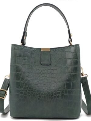 Small Square Crocodile Pattern Purses with Crossbody Strap Bucket Bags for Women with Top Handle