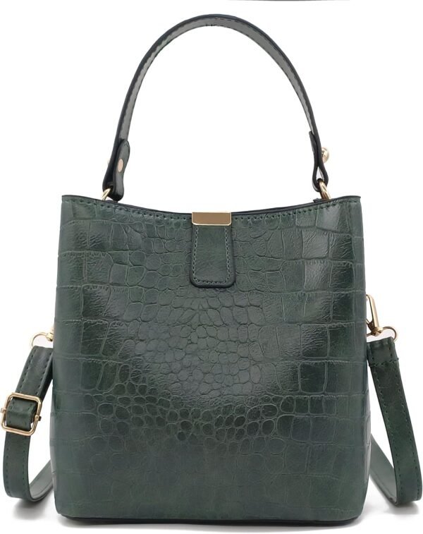 Small Square Crocodile Pattern Purses with Crossbody Strap Bucket Bags for Women with Top Handle